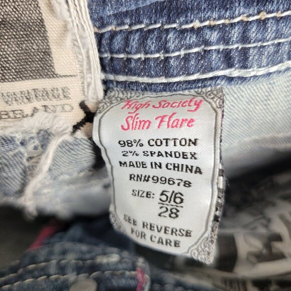 TRADEMARK H Dark Wash Jeans Embroidered Pockets Size 5/6 30" Slim Flare Women's - Picture 9 of 9